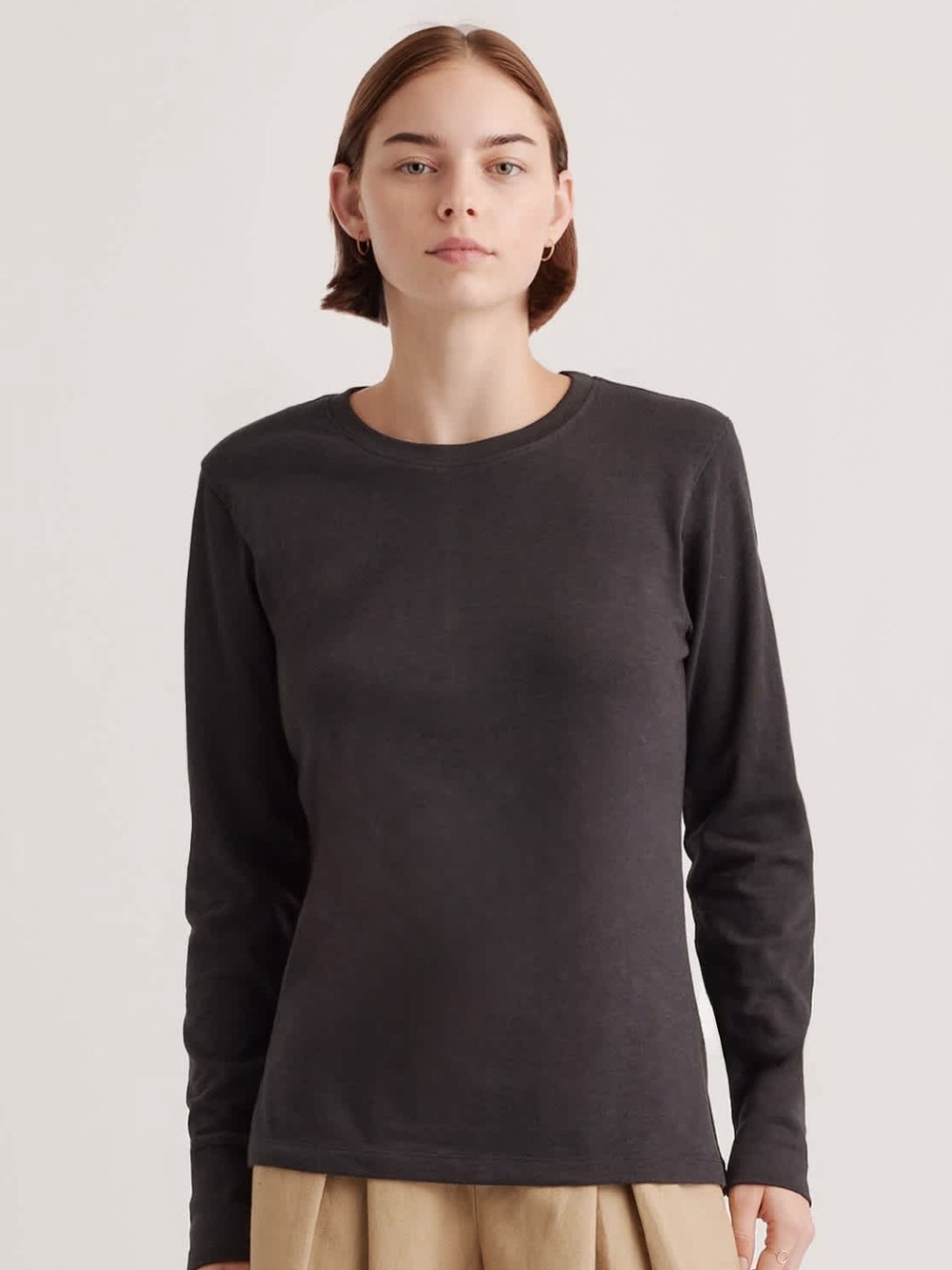Quince Cotton Slub Long Sleeve Black